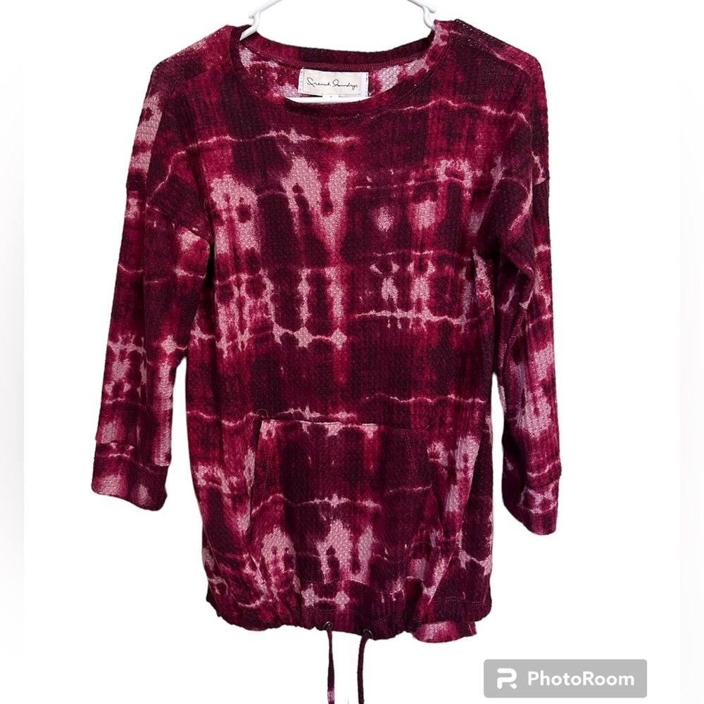 Maroon tye dye drawstring top